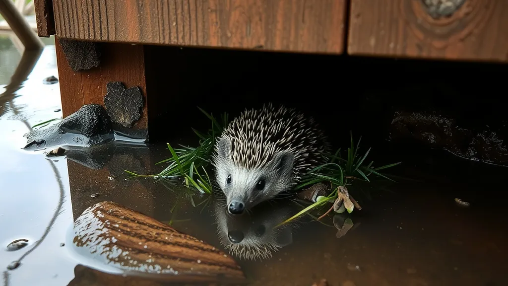Inondation au jardin : protéger un nid de hérisson sans l'envahir